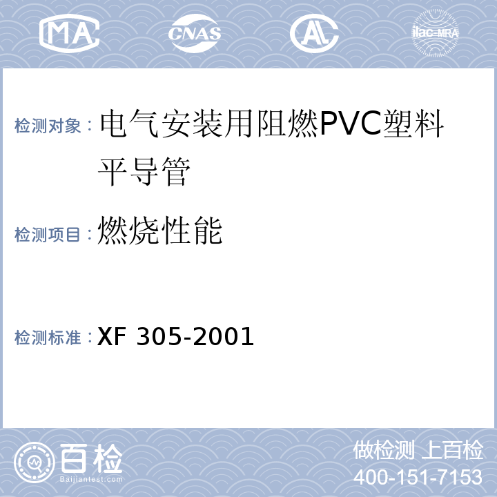 燃烧性能 电气安装用阻燃PVC塑料平导管通用技术条件XF 305-2001