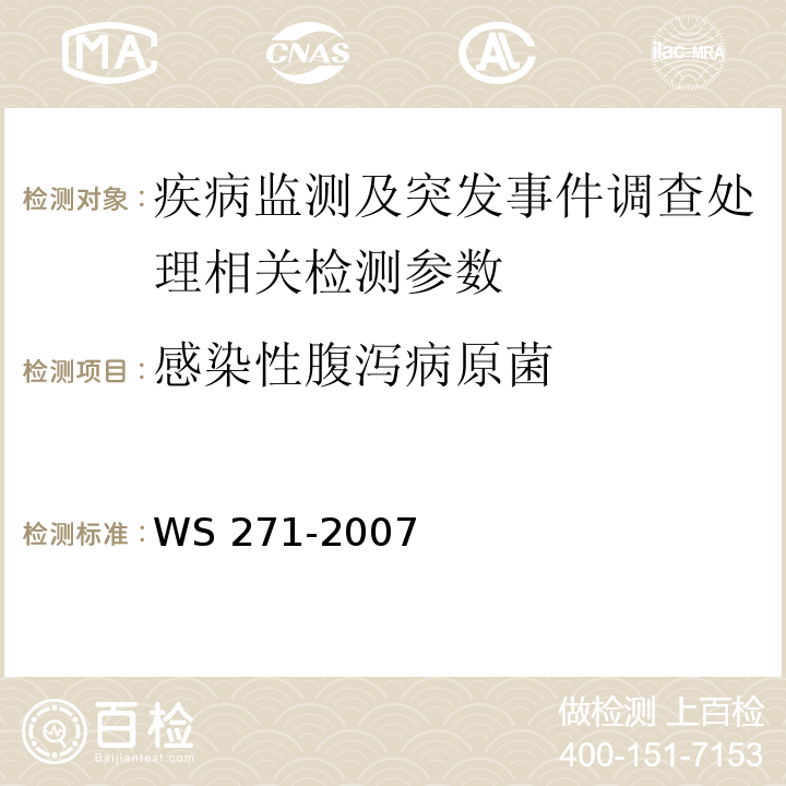 感染性腹泻病原菌 感染性腹泻诊断标准 WS 271-2007(附录A)