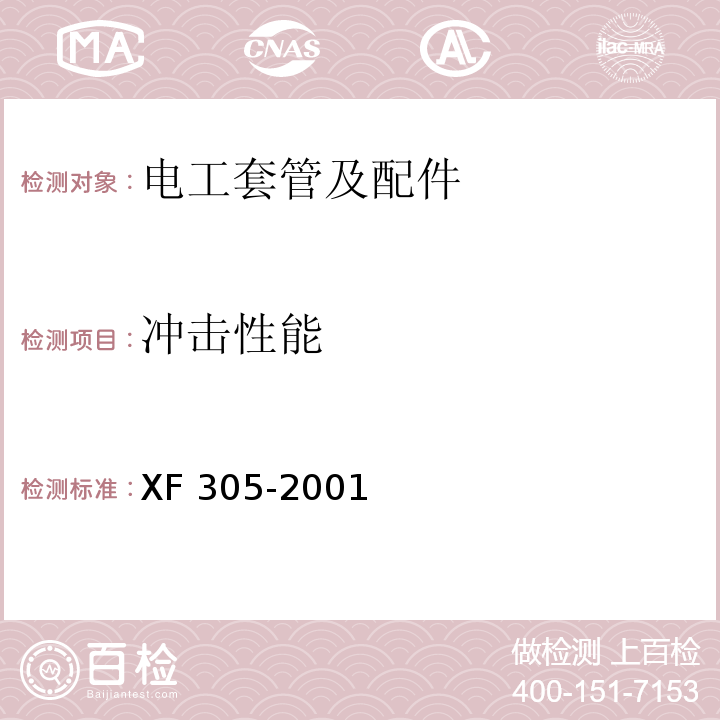 冲击性能 电气安装用阻燃PVC塑料平导管通用技术条件XF 305-2001