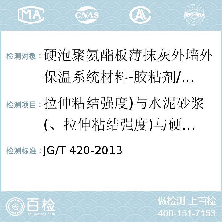 拉伸粘结强度)与水泥砂浆(、拉伸粘结强度)与硬泡聚氨酯板(、可操作时间 硬泡聚氨酯板薄抹灰外墙外保温系统材料 /JG/T 420-2013