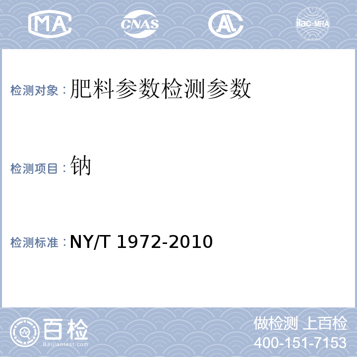 钠 水溶肥料 钠、硒、硅含量的测定 （3.2等离子发射光谱法） NY/T 1972-2010