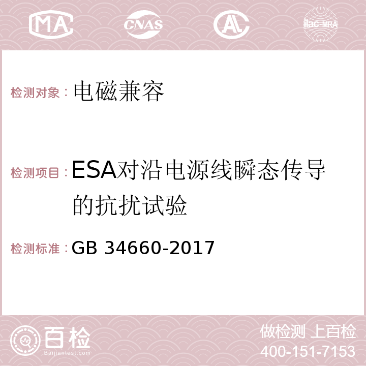 ESA对沿电源线瞬态传导的抗扰试验 道路车辆 电磁兼容性要求和试验方法