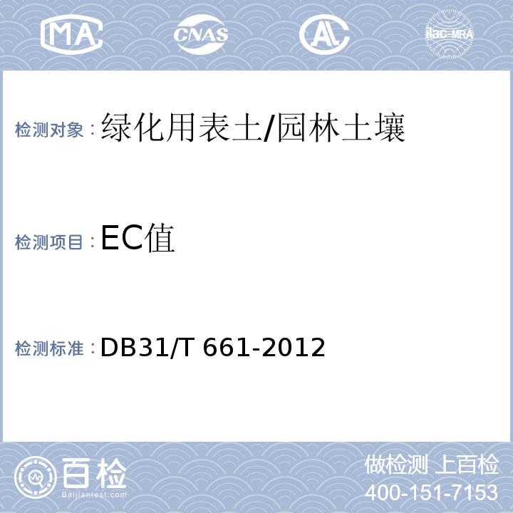 EC值 绿化用表土保护和再利用技术规范 (附录E)/DB31/T 661-2012