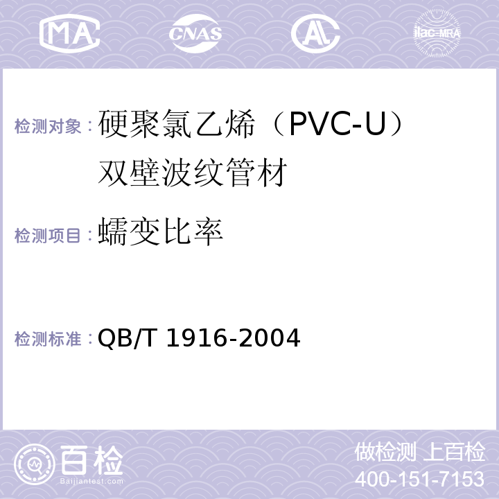 蠕变比率 硬聚氯乙烯（PVC-U）双壁波纹管材QB/T 1916-2004