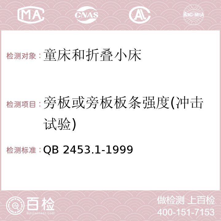 旁板或旁板板条强度(冲击试验) QB 2453.1-1999 家用的童床和折叠小床 第1部分:安全要求