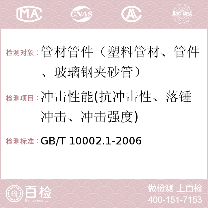 冲击性能(抗冲击性、落锤冲击、冲击强度) 给水用硬聚氯乙烯(PVC-U)管材 GB/T 10002.1-2006