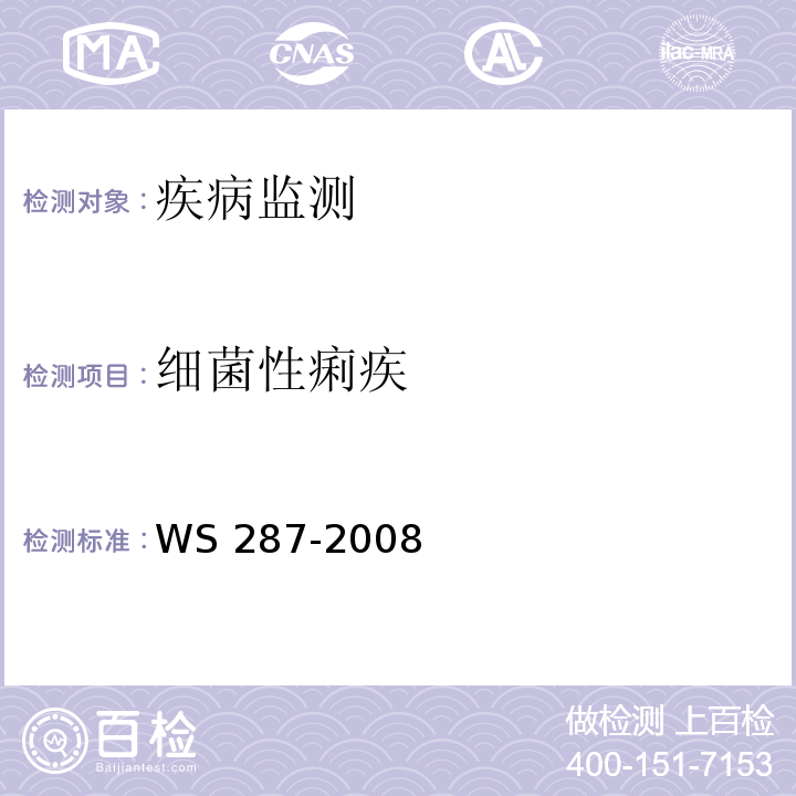 细菌性痢疾 细菌性和阿米巴性痢疾诊断标准 WS 287-2008 附录A