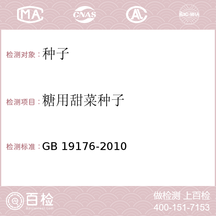 糖用甜菜种子 GB 19176-2010 糖用甜菜种子