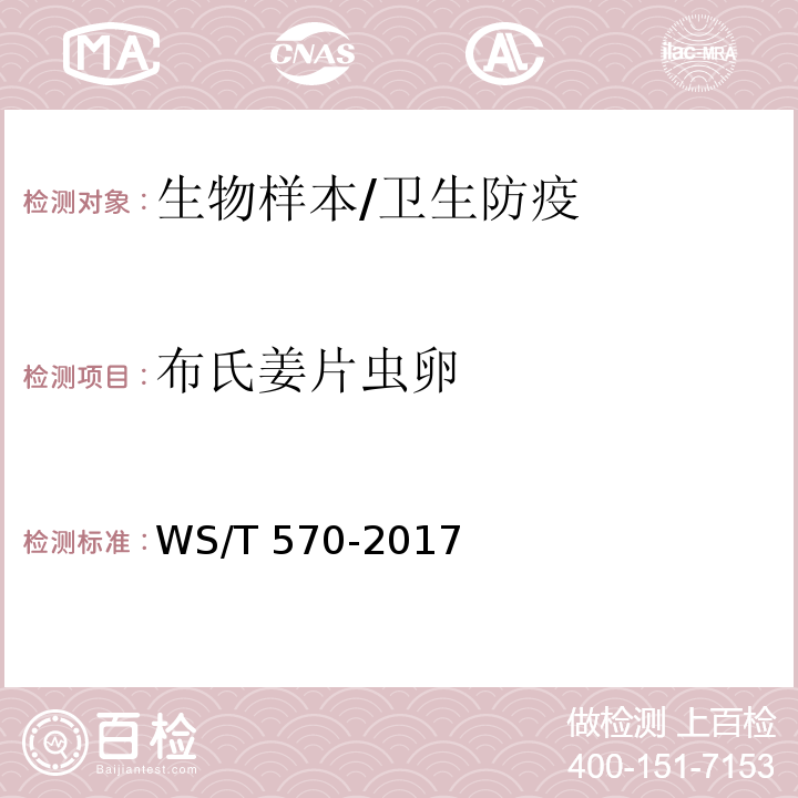布氏姜片虫卵 WS/T 570-2017 肠道蠕虫检测 改良加藤厚涂片法