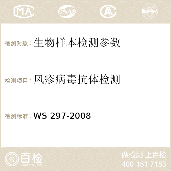 风疹病毒抗体检测 风疹诊断标准 WS 297-2008（附录C）