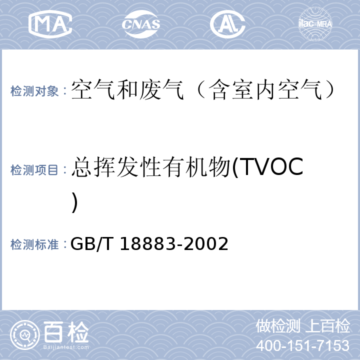 总挥发性有机物(TVOC) 室内空气质量标准 附录C 室内空气中总挥发性有机物(TVOC)的检验方法 热解吸/毛细管气相色谱法GB/T 18883-2002　