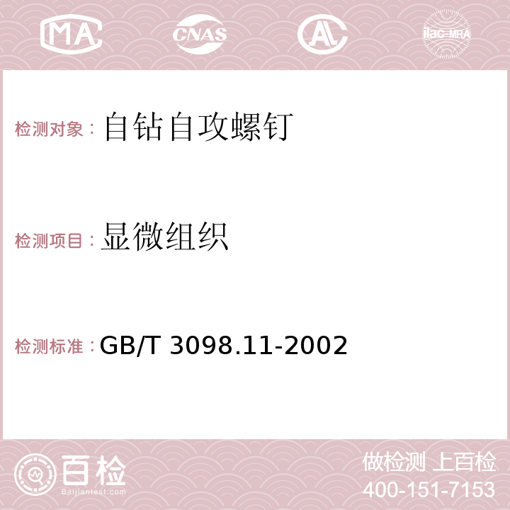 显微组织 自钻自攻螺钉GB/T 3098.11-2002