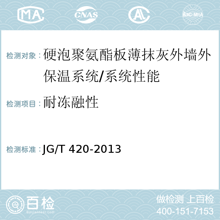 耐冻融性 硬泡聚氨酯板薄抹灰外墙外保温系统材料/JG/T 420-2013