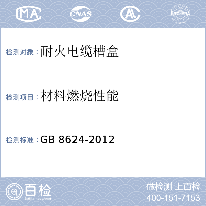 材料燃烧性能 建筑材料及制品燃烧性能分级GB 8624-2012