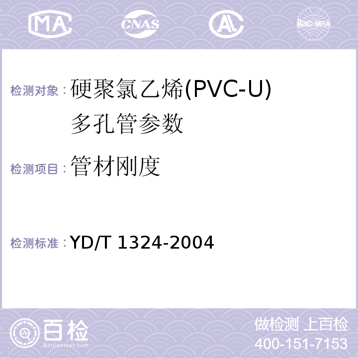 管材刚度 地下通信管道用硬聚氯乙烯(PVC-U)多孔管 YD/T 1324-2004中5.3.2.1