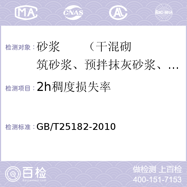 2h稠度损失率 GB/T 25182-2010 预应力孔道灌浆剂