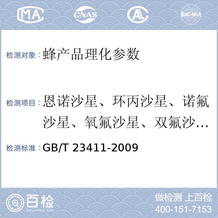 恩诺沙星、环丙沙星、诺氟沙星、氧氟沙星、双氟沙星、氟甲喹、沙拉沙星、司帕沙星、丹氟沙星、氟罗沙星、马波沙星、依诺沙星、奥比沙星、吡哌酸、培氟沙星、洛美沙星、萘啶酸 蜂王浆中17种喹诺酮类药物残留量的测定 液相色谱-质谱/质谱法GB/T 23411-2009