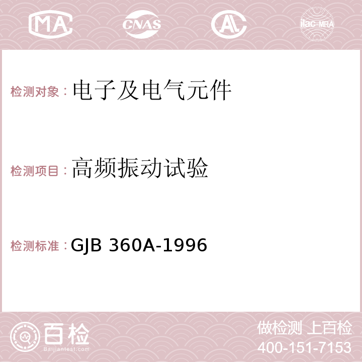 高频振动试验 电子及电气元件试验方法GJB 360A-1996