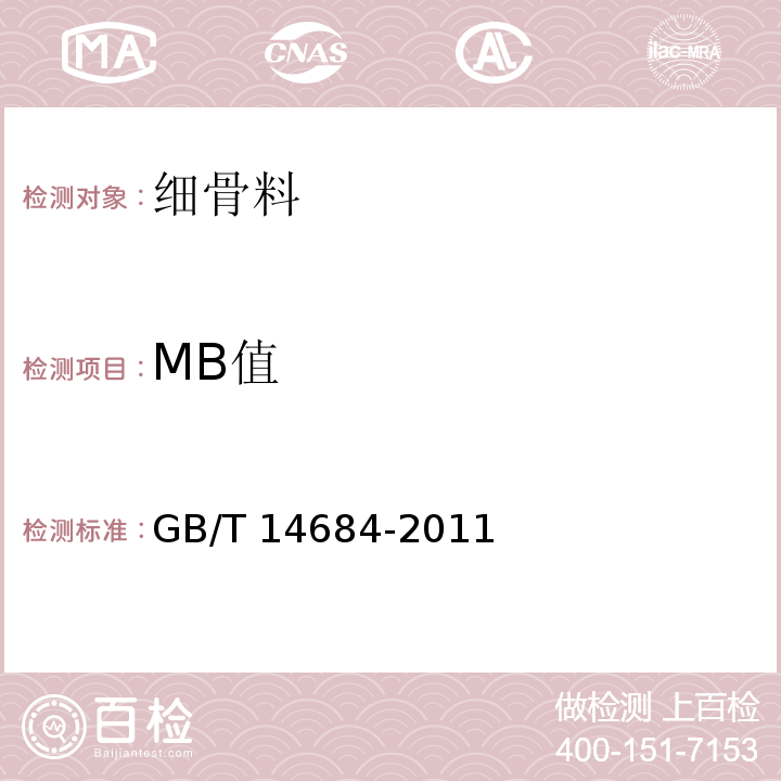 MB值 建设用砂 GB/T 14684-2011