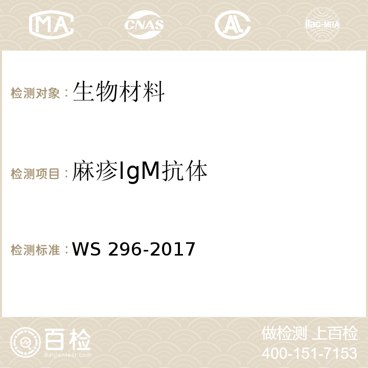 麻疹IgM抗体 麻疹诊断标准WS 296-2017