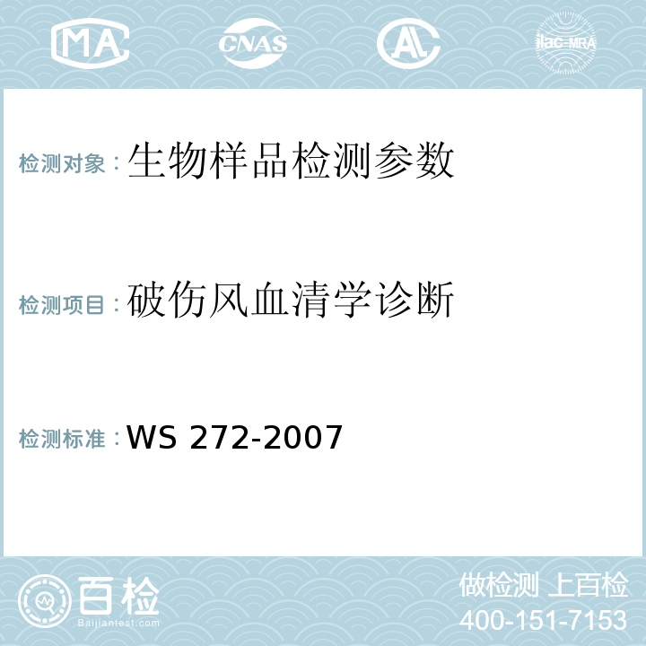 破伤风血清学诊断 新生儿破伤风诊断标准 WS 272-2007(附录A)