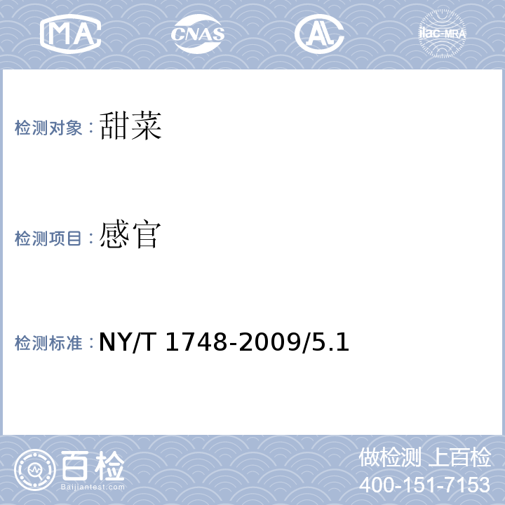 感官 NY/T 1748-2009 饲用甜菜