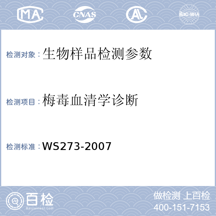 梅毒血清學診斷 梅毒診斷標準 WS273-2007 附錄A、B、C