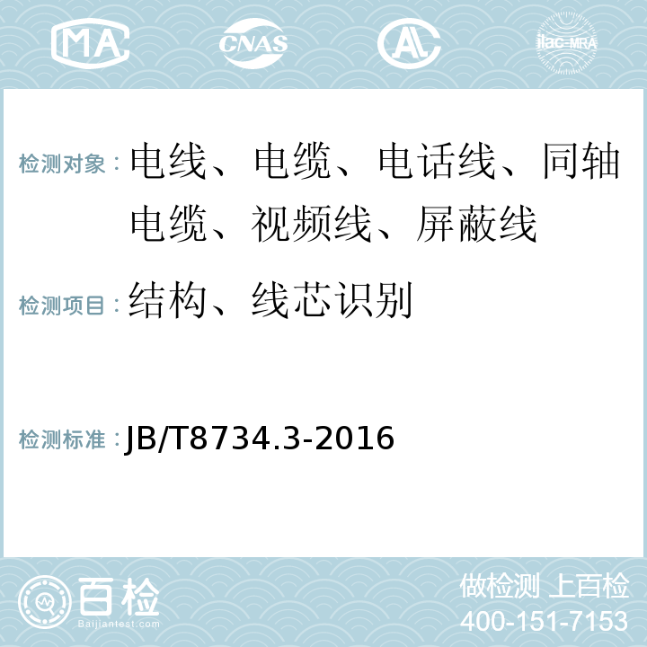 结构、线芯识别 额定电压450/750V及以下聚氯乙烯绝缘电缆电线和软线 第3部分：连接用软电线和软电缆 JB/T8734.3-2016