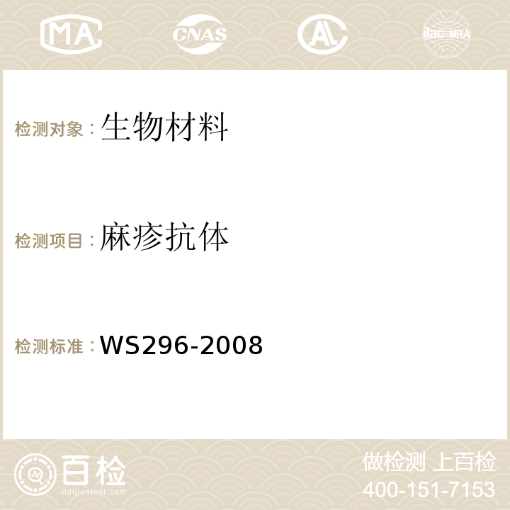 麻疹抗体 WS 296-2008 麻疹诊断标准