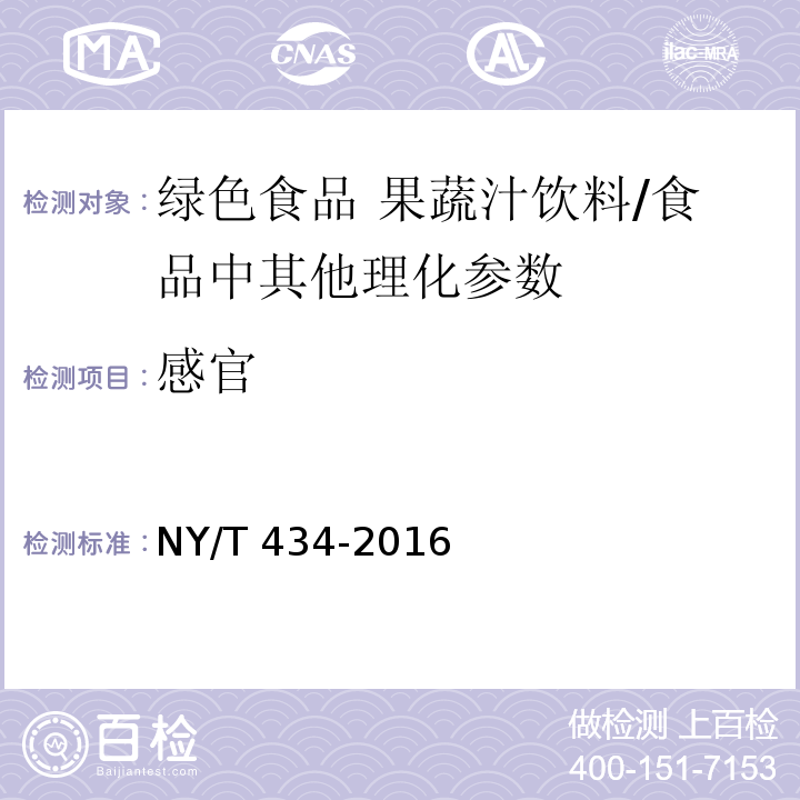 感官 绿色食品 果蔬汁饮料/NY/T 434-2016