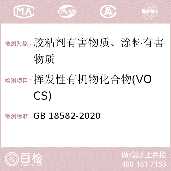 挥发性有机物化合物(VOCS) 建筑用墙面涂料中有害物质限量GB 18582-2020