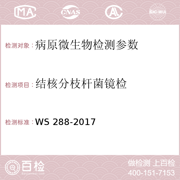结核分枝杆菌镜检 肺结核诊断WS 288-2017 附录B.2