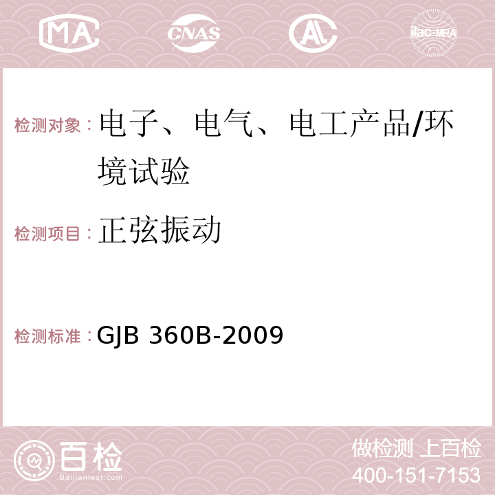 正弦振动 电子电气元件试验方法/GJB 360B-2009