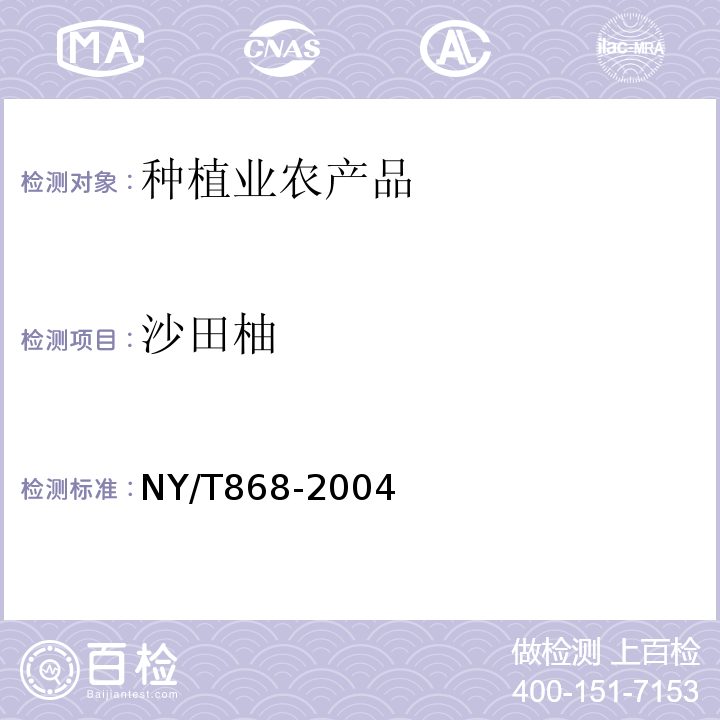 沙田柚 NY/T 868-2004 沙田柚