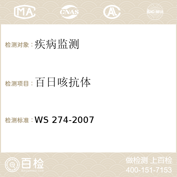 百日咳抗体 百日咳诊断标准 WS 274-2007 附录B.2