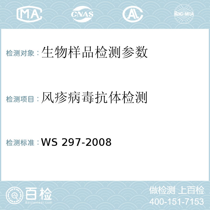 风疹病毒抗体检测 风疹诊断标准 WS 297-2008(附录C)
