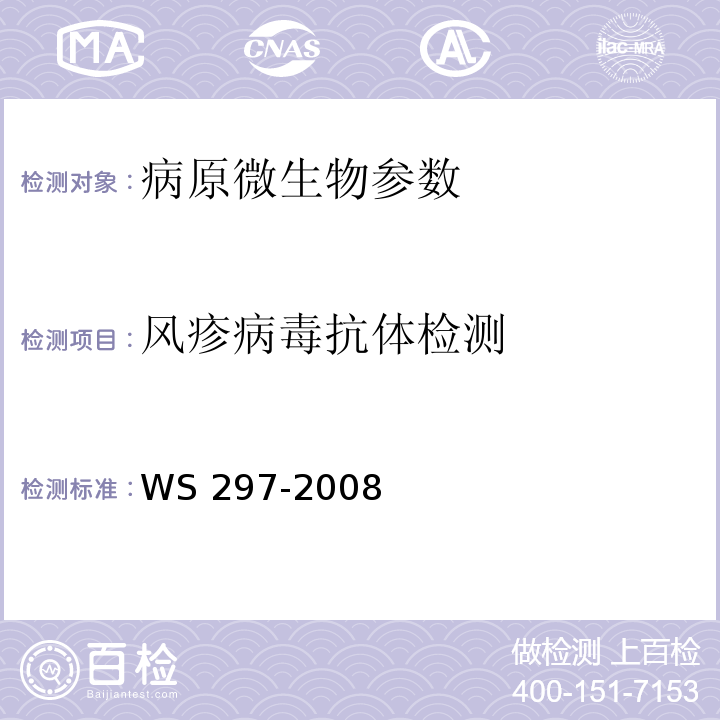 风疹病毒抗体检测 风疹诊断标准 WS 297-2008（附录C）