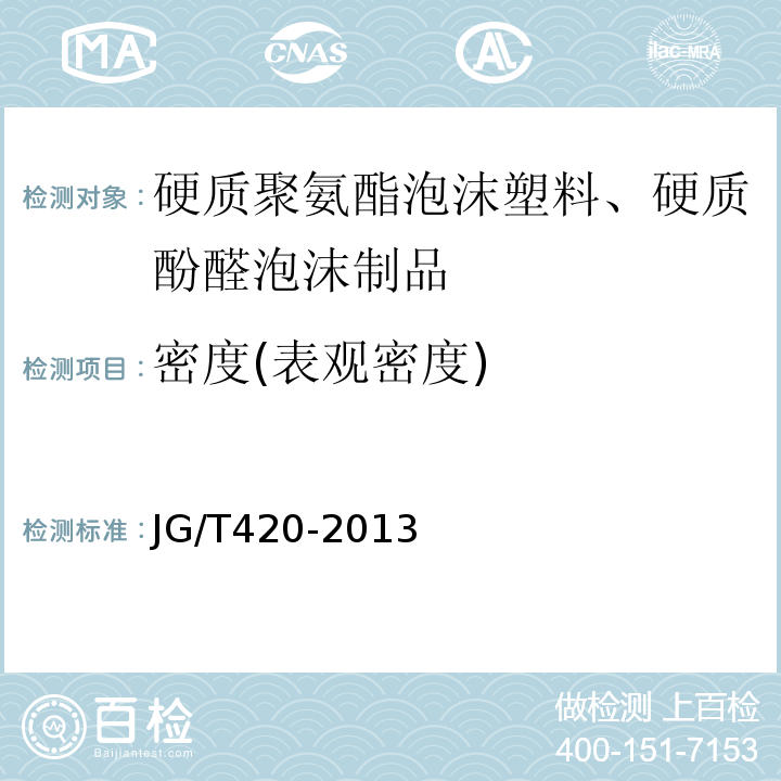 密度(表观密度) 硬泡聚氨酯板薄抹灰外墙外保温系统材料JG/T420-2013