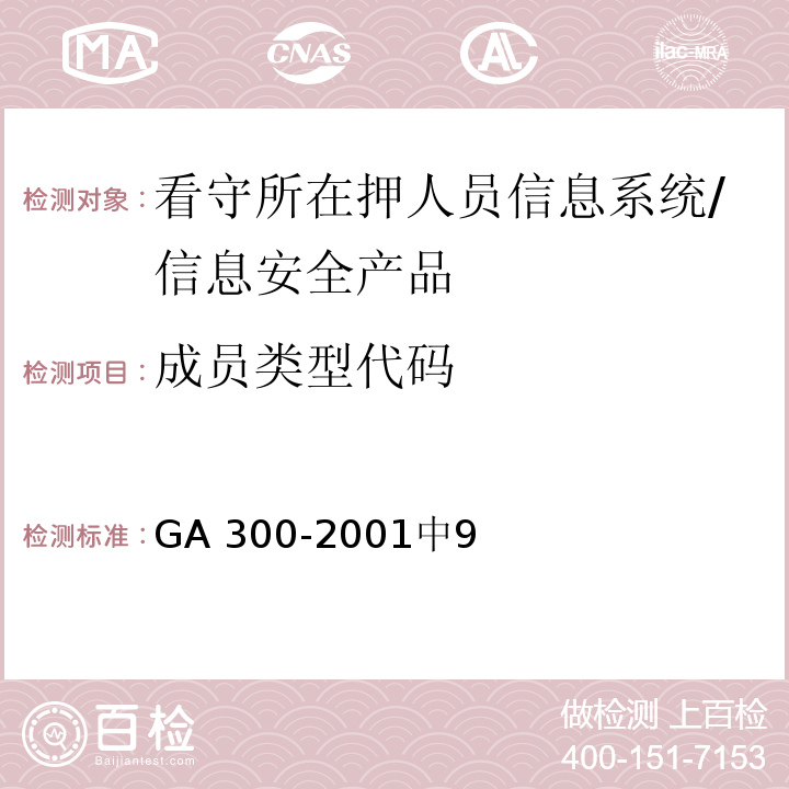 成员类型代码 GA 300.3-2001 看守所在押人员信息管理代码 第3部分:在押人员编码