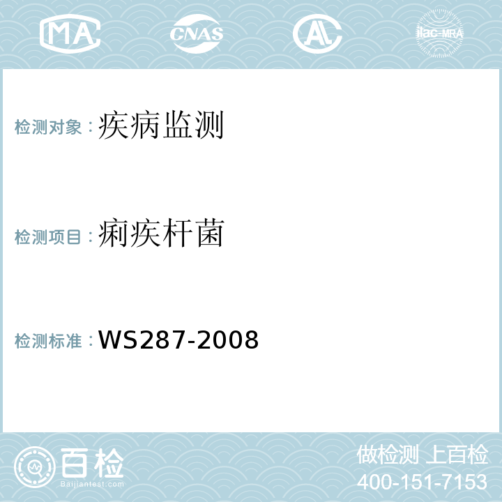 痢疾杆菌 细菌性和阿米巴性痢疾诊断标准 WS287-2008（附录A）