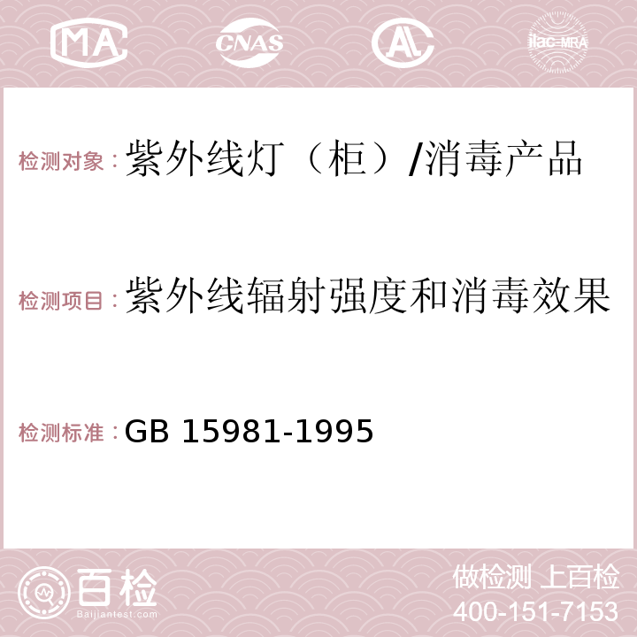 紫外线辐射强度和消毒效果 消毒与灭菌效果的评价方法与标准/GB 15981-1995