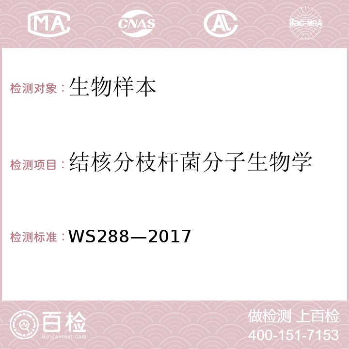 结核分枝杆菌分子生物学 肺结核诊断 WS288—2017 附录E2.2