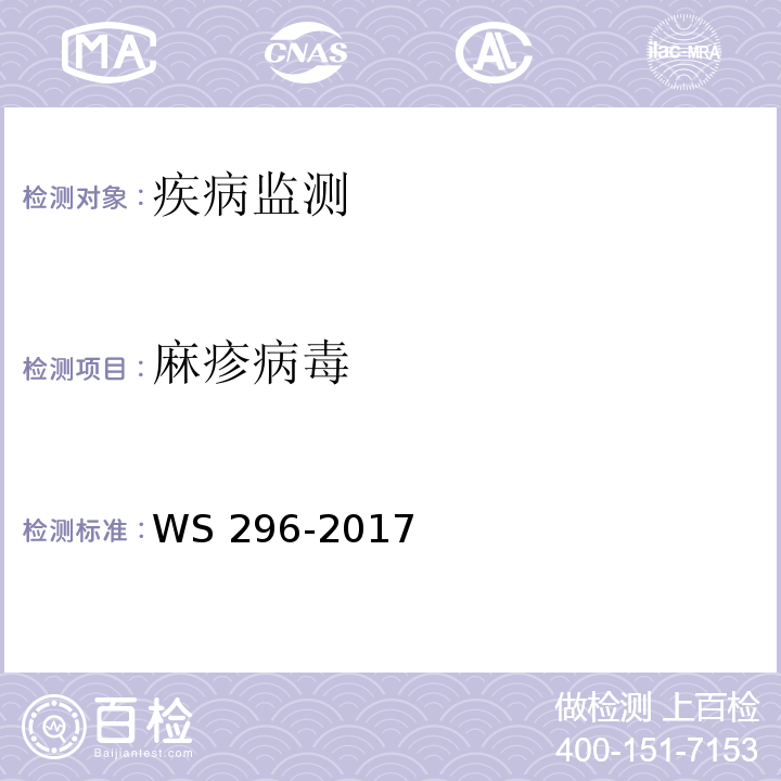 麻疹病毒 麻疹诊断 WS 296-2017 附录B