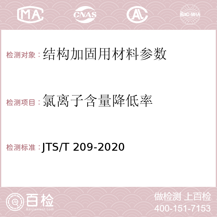 氯离子含量降低率 水运工程结构防腐蚀施工规范 JTS/T 209-2020