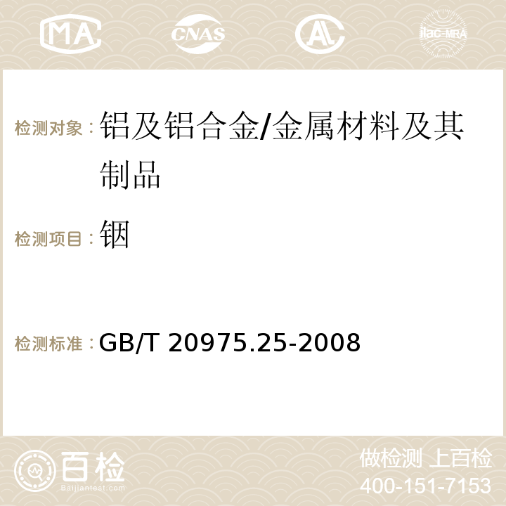 铟 铝及铝合金化学分析方法 第25部分：电感耦合等离子体原子发射光谱法 /GB/T 20975.25-2008