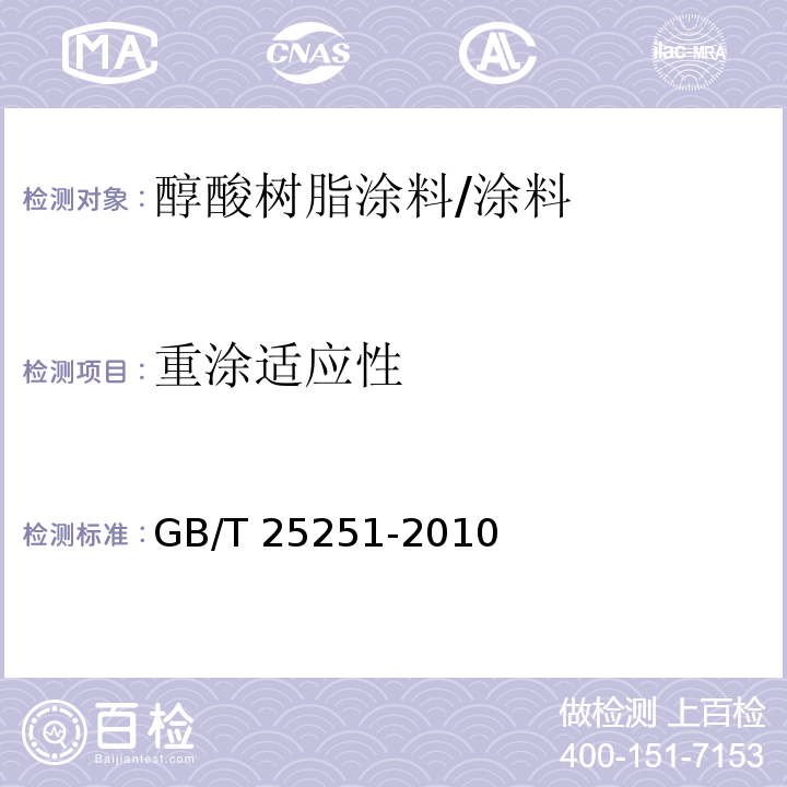 重涂适应性 醇酸树脂涂料 (5.12)/GB/T 25251-2010