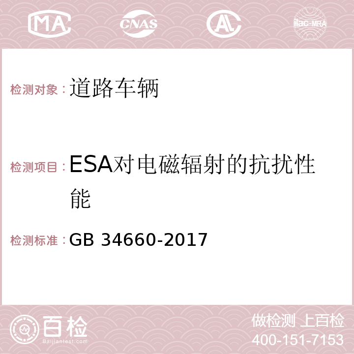 ESA对电磁辐射的抗扰性能 道路车辆 电磁兼容性要求和试验方法GB 34660-2017