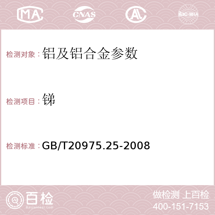 锑 铝及铝合金化学分析法 第25部分：电感耦合等离子体发射光谱法GB/T20975.25-2008