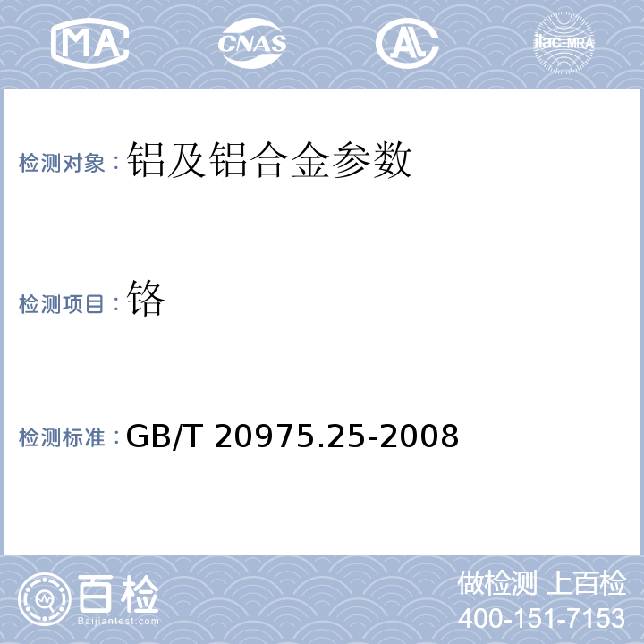 铬 铝及铝合金化学分析方法 电感耦合等离子体原子发射光谱法GB/T 20975.25-2008