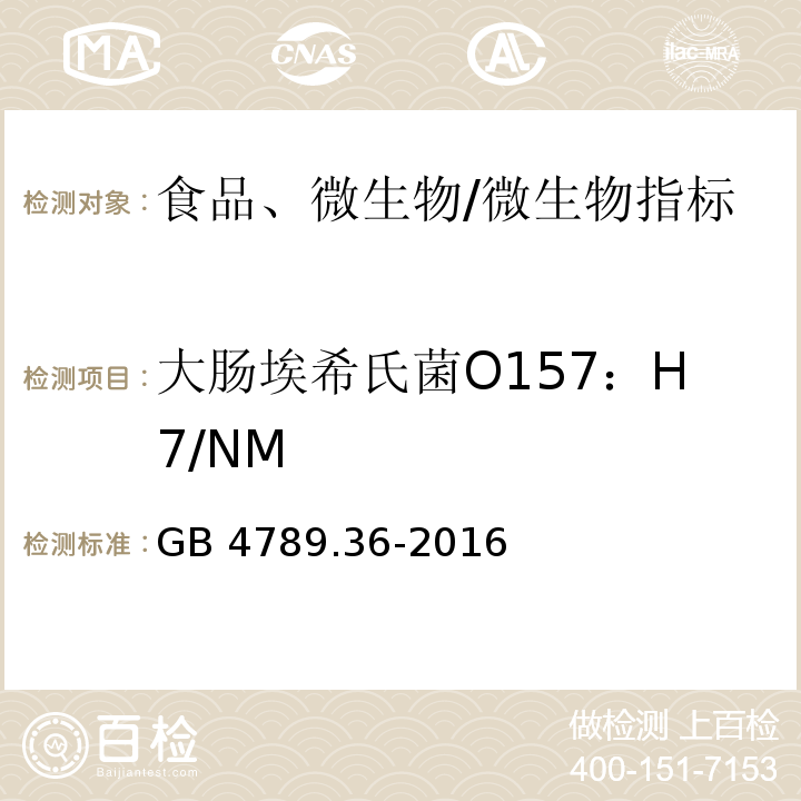 大肠埃希氏菌O157：H7/NM 食品安全国家标准 食品微生物学检验 大肠埃希氏菌O157：H7/NM检验